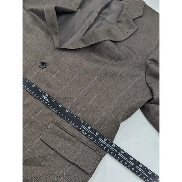 Jos. A Bank Blazer Coat Sport Jacket Silk Camel hair Window Pane 46R (22 Sleeve